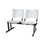 Cadeira Longarina Plástica 02 Lugares – Cor Branco – MRPLAST – 34207