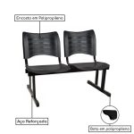 Cadeira Longarina Plástica 02 Lugares – Cor Preto – MRPLAST- 34213 - Imagem 2