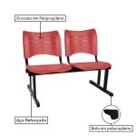 Cadeira Longarina Plástica 02 Lugares – Cor Vermelho – MRPLAST – 34210 - Imagem 3