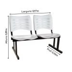 Cadeira Longarina Plástica 02 Lugares – Cor Branco – MRPLAST – 34207 - Imagem 2