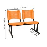 Cadeira Longarina Plástica 02 Lugares – Cor Laranja – MRPLAST – 34208 - Imagem 2