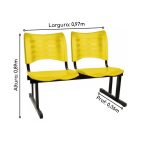 Cadeira Longarina Plástica 02 Lugares – Cor Amarelo – MRPLAST – 34209 - Imagem 2