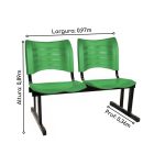 Cadeira Longarina Plástica 02 Lugares – Cor Verde – MRPLAST – 34211 - Imagem 2