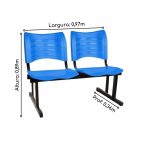 Cadeira Longarina Plástica 02 Lugares – Cor Azul – MRPLAST – 34212 - Imagem 2