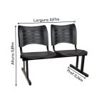Cadeira Longarina Plástica 02 Lugares – Cor Preto – MRPLAST- 34213 - Imagem 3