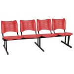 Cadeira Longarina Plástica 04 Lugares – Cor Vermelho – MRPLAST- 34196