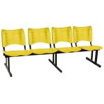 Cadeira Longarina Plástica 04 Lugares – Cor Amarelo – MRPLAST – 34195