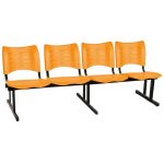 Cadeira Longarina Plástica 04 Lugares – Cor Laranja – MRPLAST – 34194