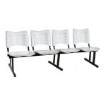 Cadeira Longarina Plástica 04 Lugares – Cor Branco – MRPLAST – 34193