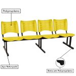 Cadeira Longarina Plástica 04 Lugares – Cor Amarelo – MRPLAST – 34195 - Imagem 2