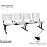 Cadeira Longarina Plástica 04 Lugares – Cor Branco – MRPLAST – 34193 - Imagem 2