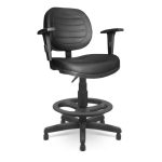 Cadeira Caixa Executiva Costurada C/ Braços Reguláveis – Cor Preto – 35027