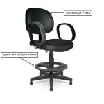 Cadeira Caixa Executiva Lisa com Braço Corsa – (Aranha PMD) – Cor Preta – 35026 - Imagem 3