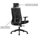 Poltrona Presidente TELA ODIN Giratória – Cor Preto – Pollo Móveis – 32870 - Imagem 3
