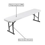 Banco Refeitório MASTER FIT C/ Pés Dobráveis 1,50×0,26×0,45m – Assento em PP BRANCO – 50072 - Imagem 4