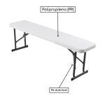 Banco Refeitório MASTER FIT C/ Pés Dobráveis 1,50×0,26×0,45m – Assento em PP BRANCO – 50072 - Imagem 2