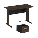 Mesa Escritório 1,20×0,60m 15MM – C/ 02 GAVETAS – JOB – MARSALA / PRETO – 23601