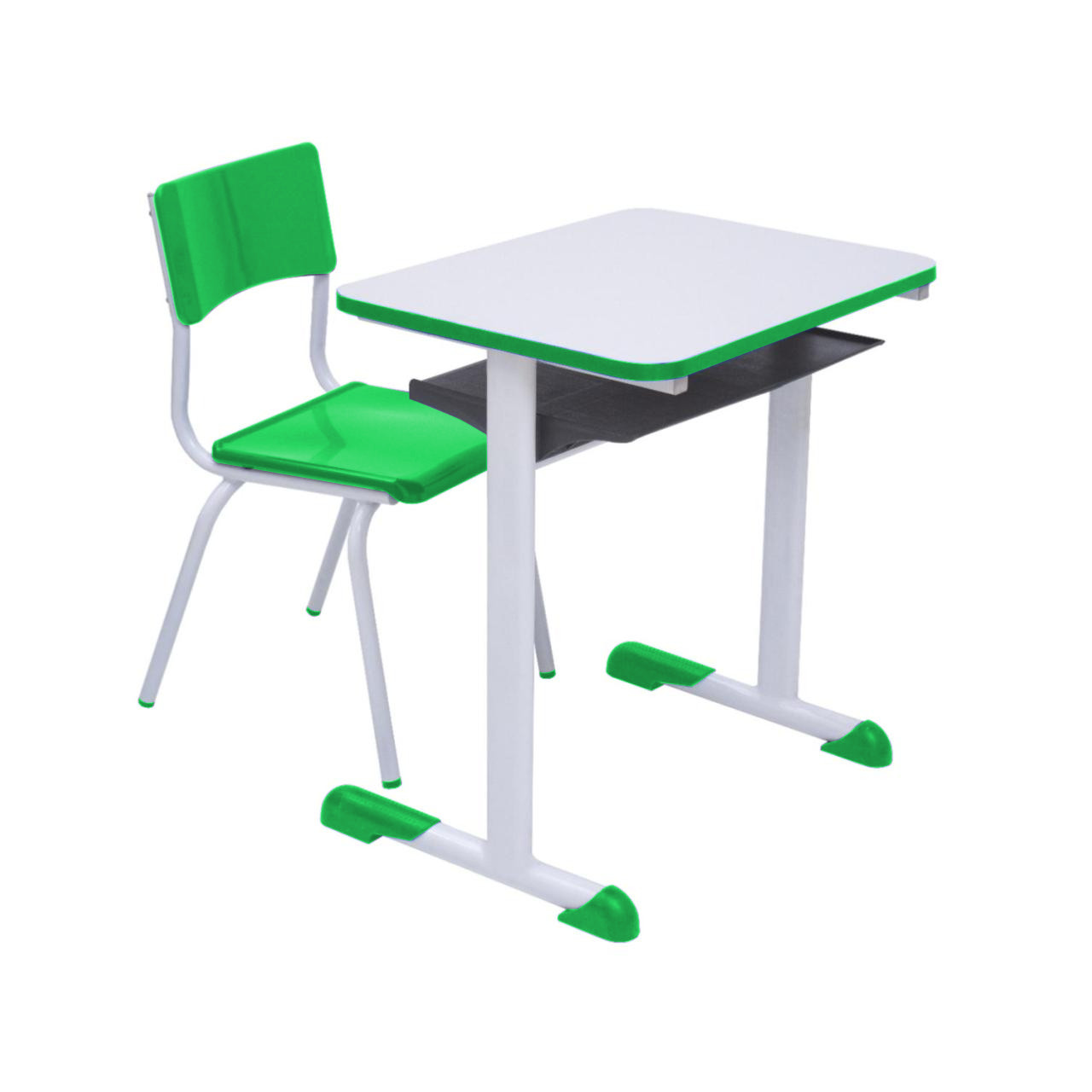 15296893813-verde.jpg Kit Escolar Individual VERDE – (Mesa e Cadeira) – JUVENIL – MADEIRA – COR VERDE – 40090 - Imagem 1