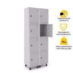 Roupeiro de Aço PAM c/ 08 Portas PEQUENAS – 1,80×0,69×0,32m – CZ/CZ – PANDIN – 74206 - Imagem 2