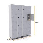 Roupeiro de Aço PAM c/ 16 Portas PEQUENAS – 1,80×1,38×0,32m – CZ/CZ – PANDIN – 74208 - Imagem 2