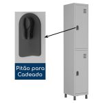 Roupeiro de Aço com 02 PORTAS GRANDES – 1,84×0,32×0,35m – CZ/CZ – W3 -10910 - Imagem 4