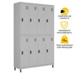 Roupeiro de Aço c/ 08 PORTAS GRANDES – 1,84×1,29×0,35m – CZ/CZ – W3 – 10914 - Imagem 3