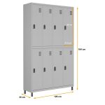 Roupeiro de Aço c/ 08 PORTAS GRANDES – 1,84×1,29×0,35m – CZ/CZ – W3 – 10914 - Imagem 2