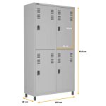 Roupeiro de Aço INSALUBRE c/ 04 Portas – 1,84×1,02×0,42m – CZ/CZ – W3 – 17015 - Imagem 3