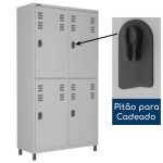 Roupeiro de Aço INSALUBRE c/ 04 Portas – 1,84×1,02×0,42m – CZ/CZ – W3 – 17015 - Imagem 4