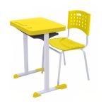 Kit Escolar Individual AZUL – (Mesa e Cadeira) – ADULTO – TAMPO PLÁSTICO – COR AMARELO – REALPLAST – 54007