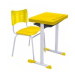 Kit Escolar Individual AMARELO – (Mesa e Cadeira) – ADULTO – TAMPO PLÁSTICO – COR AMARELO – MRPLAST – 54003 - Imagem 2