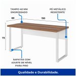 Mesa Escritório PÉ QUADRO 1,50×0,60m – C/ Gavetas – NOGAL SEVILHA / BRANCO – 34321 - Imagem 2