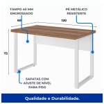 Mesa Escritório PÉ QUADRO 1,20×0,60m -S/ Gavetas – NOGAL SEVILHA / BRANCO 34303 - Imagem 2