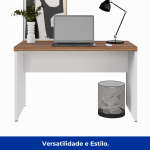 Mesa de Escritório 1,20×0,60m S/ Gaveta – NOGAL SEVILHA/BRANCO – 34305 - Imagem 3