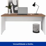 Mesa de Escritório 1,70×0,70m Sem Gavetas NOGAL SEVILHA/BRANCO – 34307 - Imagem 5