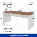 Mesa de Escritório 1,70×0,70m Sem Gavetas NOGAL SEVILHA/BRANCO – 34307 - Imagem 4
