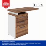Mesa AUXILIAR c/ 03 Gavetas Pedestal – NOGAL SEVILHA/BRANCO – 34309 - Imagem 3