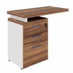Mesa AUXILIAR c/ 03 Gavetas Pedestal – NOGAL SEVILHA/BRANCO – 34309