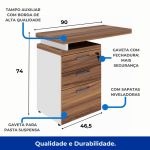 Mesa AUXILIAR c/ 03 Gavetas Pedestal – NOGAL SEVILHA/BRANCO – 34309 - Imagem 2