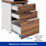 Mesa AUXILIAR c/ 03 Gavetas Pedestal – NOGAL SEVILHA/BRANCO – 34309 - Imagem 4