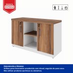 Armário Baixo Credenza – 1,20×0,73X0,45m NOGAL SEVILHA/BRANCO – 34312 - Imagem 2