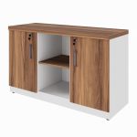 Armário Baixo Credenza – 1,20×0,73X0,45m NOGAL SEVILHA/BRANCO – 34312