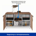 Armário Baixo Credenza – 1,20×0,73X0,45m NOGAL SEVILHA/BRANCO – 34312 - Imagem 3