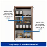 Armário Alto Fechado com 02 Portas – 1,61×0,80×0,45m NOGAL SEVILHA/BRANCO – 34315 - Imagem 3