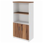 Armário Alto Semi-Aberto – 1,61×0,80×0,45m NOGAL SEVILHA/BRANCO – 34316