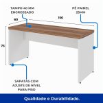 Mesa de Escritório 1,50×0,60m C/ Gaveta – NOGAL SEVILHA/BRANCO – 34318 - Imagem 2