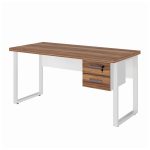 Mesa Escritório PÉ QUADRO 1,20×0,60m – S/ Gavetas – NOGAL SEVILHA / BRANCO – 34320