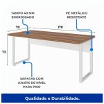 Mesa Escritório PÉ QUADRO 1,70×0,70m -S/ Gavetas – NOGAL SEVILHA / BRANCO 34301 - Imagem 3