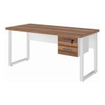Mesa Escritório PÉ QUADRO 1,70×0,70m -C/ 02 Gavetas – NOGAL SEVILHA / BRANCO – 34322
