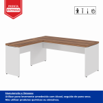 Mesa em L (Mesa 1,70m + Mesa Auxiliar) – S/ Gavetas – WORKSTART – NOGAL SEVILHA/BRANCO – 34325 - Imagem 3